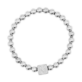 Adornia Silver Tone Cubic Zirconia Initial Cube Stretch Bracelet