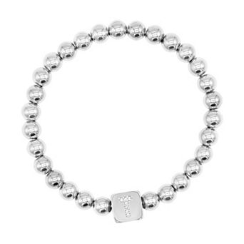Adornia Silver Tone Cubic Zirconia Initial Cube Stretch Bracelet