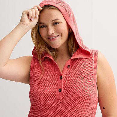 Juniors' Plus Size SO® Crocheted Hoodie Dress