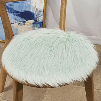 Sweet Home Faux Fur Round Suede Backed Chair Pad 6 pk