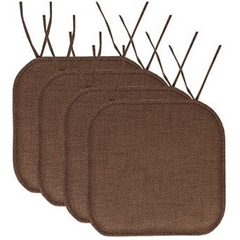 Sweet Home Herringbone Memory Foam Chair Pad with Ties 4 pk