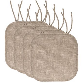 Sweet Home Herringbone Memory Foam Chair Pad with Ties 4 pk