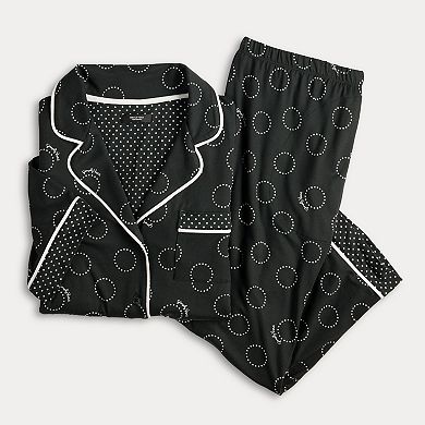 Women's Simply Vera Vera Wang 2-Piece Short Sleeve Notch Collar Pajama Top & Capri Pajama Bottoms Set