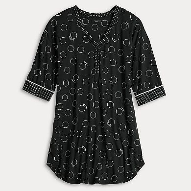 Women's Simply Vera Vera Wang Cozy Elbow Sleeve Henley Sleepshirt