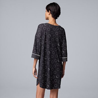 Women's Simply Vera Vera Wang Cozy Elbow Sleeve Henley Sleepshirt