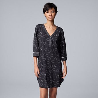 Women's Simply Vera Vera Wang Cozy Elbow Sleeve Henley Sleepshirt