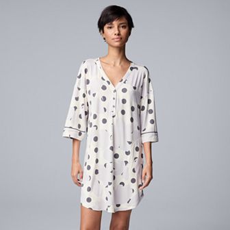 Women's Simply Vera Vera Wang Cozy Elbow Sleeve Henley Sleepshirt