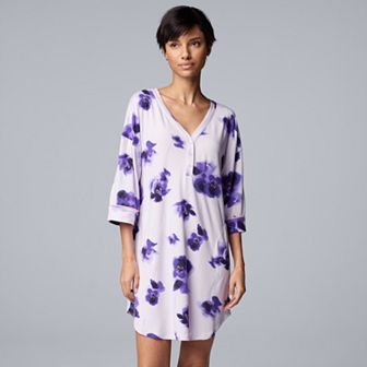 Women's Simply Vera Vera Wang Cozy Elbow Sleeve Henley Sleepshirt