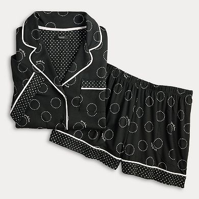 Women's Simply Vera Vera Wang 2-Piece Short Sleeve Notch Collar Pajama Top & Boxer Pajama Bottoms Set