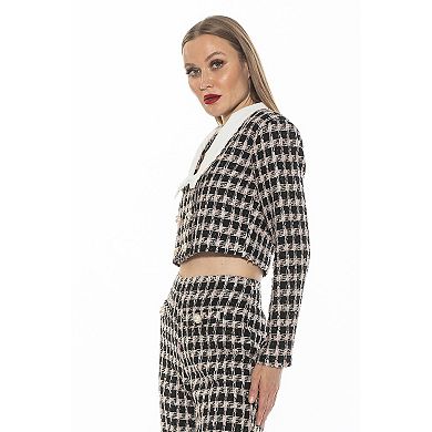 Women's ALEXIA ADMOR Aurelia Drop Lace Collar Cropped Tweed Jacket