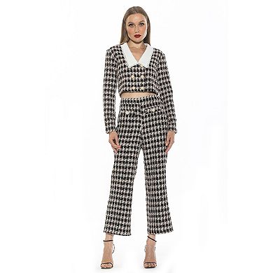 Women's ALEXIA ADMOR Aurelia Drop Lace Collar Cropped Tweed Jacket