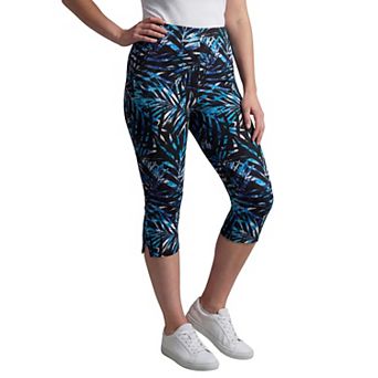 Woman Within Plus Size Stretch-Cotton Knit Pull-On Printed Capri Leggings