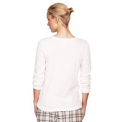 ellos Plus Size Long Sleeve Henley Sleep Tee