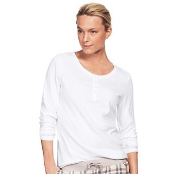 ellos Plus Size Long Sleeve Henley Sleep Tee