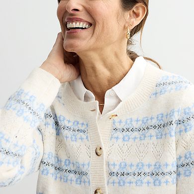 Women's Croft & Barrow® Patterned Pointelle Cardigan