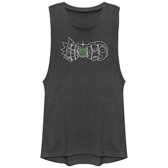 Juniors' Rick And Morty Split Faces Graphic Tank Top