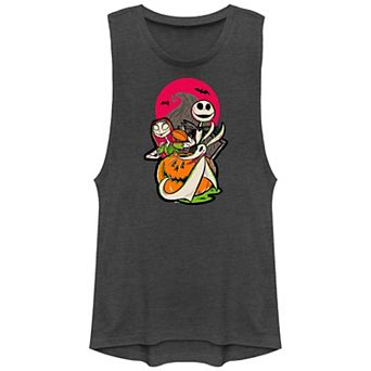 Disney's The Nightmare Before Christmas Jack And Sally Pumpkin Juniors' Graphic Tank Top