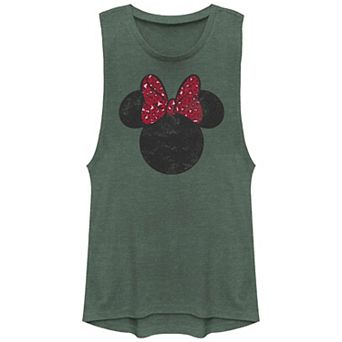 Disney's Mickey Mouse & Friends Minnie Mouse Leopard Print Bow Juniors' Graphic Tank Top