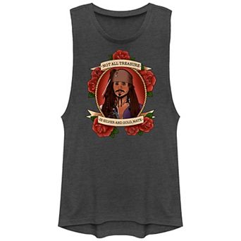 Disney's Pirates Of The Caribbean Captain Jack Sparrow Not All Treasure Is Silver And Gold Mate Juniors' Graphic Tank Top
