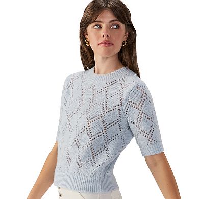 Mavi Pointelle Short Sleeve Sweater - Antique White