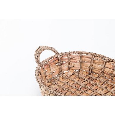 Seagrass Fruit Bread Basket Tray With Handles, Small