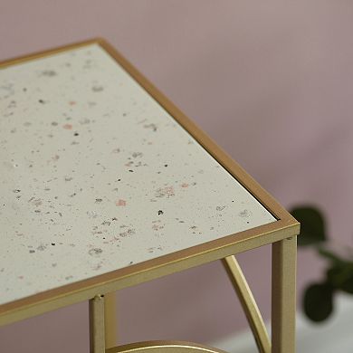 Decorative Metal Square Plant Stand, Modern Marble Look Top Display End Side Table, Set of 3