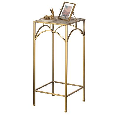 Decorative Metal Square Plant Stand, Modern Marble Look Top Display End Side Table, Set of 3