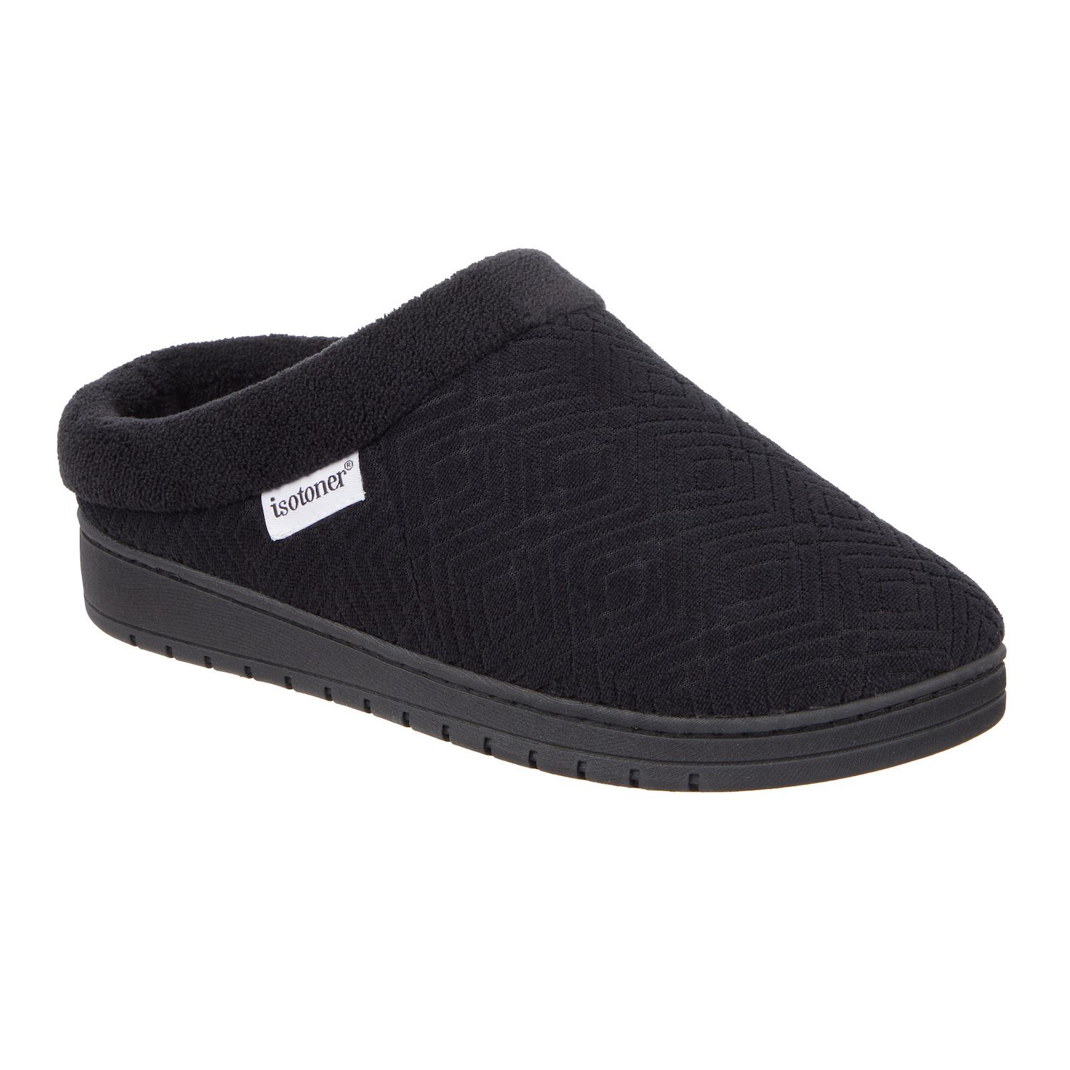 Женские тапочки isotoner Gemma Sculpted Microterry Hoodback Slippers, цвет: Чёрный
