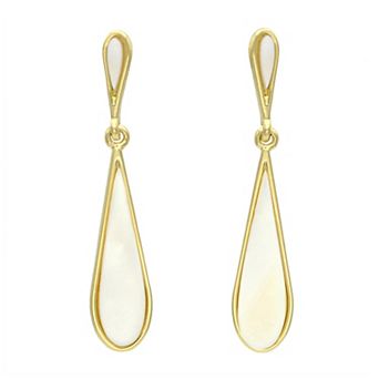 City Luxe Gold Tone Mother of Pearl Double Teardrop Drop Earrings