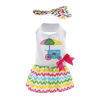 Doggie Design Ice Cream Cart Dress With Matching Leash