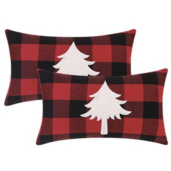 Pack Of 2 Plaid Print Throw Pillow Covers Farmhouse Cushion Covers Decorative Pillowcase 12"x20"