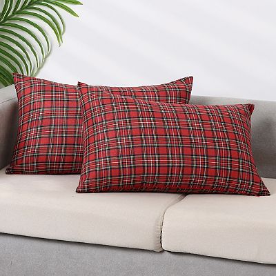 Pack Of 2 Festive Plaid Decorative Throw Pillow Covers Scottish Tartan Square Cushion Covers 12 x20