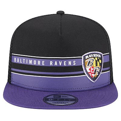 Men's New Era Black/Purple Baltimore Ravens Half Stripe