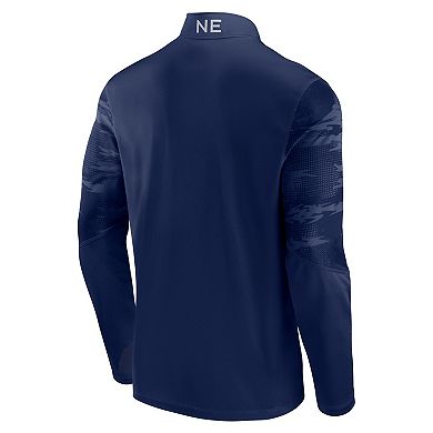Men's Fanatics Navy New England Patriots Ringer Quarter-Zip Jacket