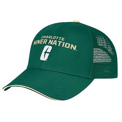 Men's Colosseum Green Charlotte 49ers Wyatt Primary Team Trucker Adjustable Hat