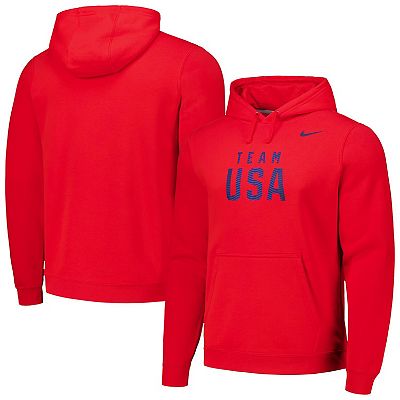 Men s Nike Red Team USA Club Fleece Pullover Hoodie