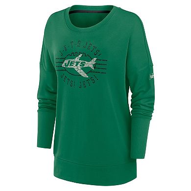 Women's Nike Green New York Jets Rewind Playback Icon Performance Pullover Sweatshirt