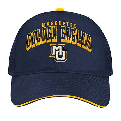Men's Colosseum Navy Marquette Golden Eagles Wyatt Primary Team Trucker Adjustable Hat