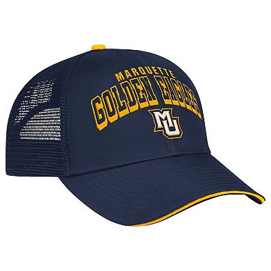Men's Colosseum Navy Marquette Golden Eagles Wyatt Primary Team Trucker Adjustable Hat