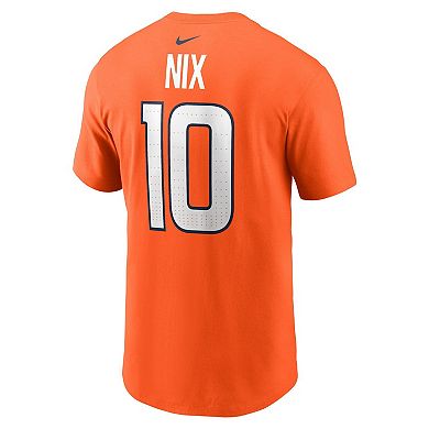 Men's Nike Bo Nix Orange Denver Broncos 2024 NFL Draft First Round Pick Name & Number T-Shirt