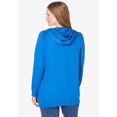 Woman Within Plus Size Zip Front Tunic Hoodie Jacket