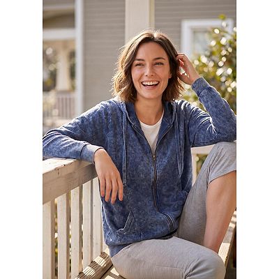 KHUSフード付きウェア Woman Within Plus Size Zip Front Tunic Hoodie Jacket
