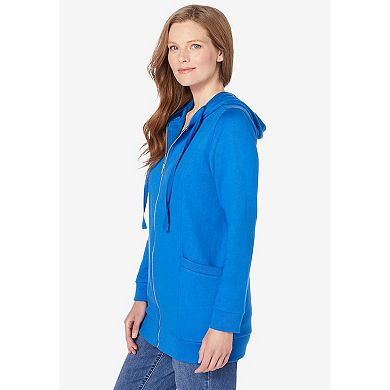 Woman Within Plus Size Zip Front Tunic Hoodie Jacket