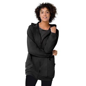 Woman Within Plus Size Zip Front Tunic Hoodie Jacket