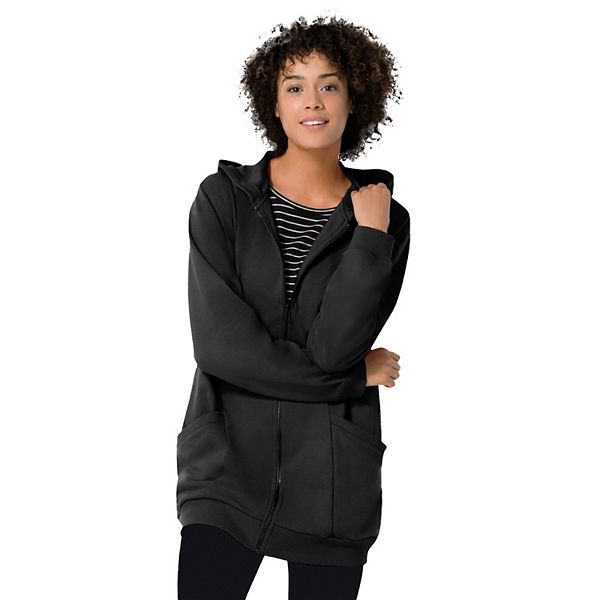 KHUSフード付きウェア Woman Within Plus Size Zip Front Tunic Hoodie Jacket