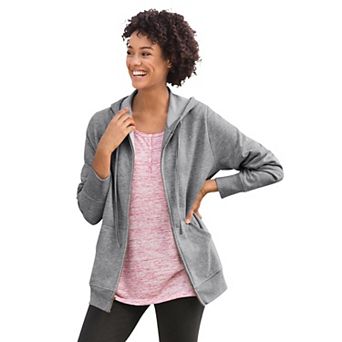 Woman Within Plus Size Zip Front Tunic Hoodie Jacket