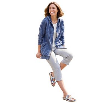 Woman Within Plus Size Zip Front Tunic Hoodie Jacket