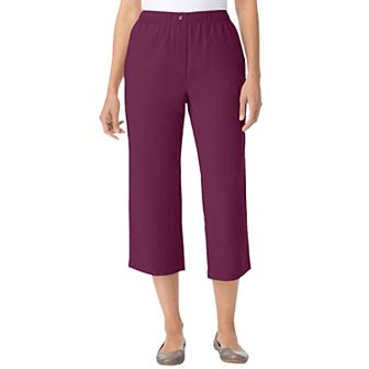 Woman Within Plus Size 7-Day Elastic-Waist Pull-On Cotton Denim Capri Jeans