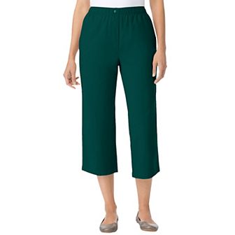 Woman Within Plus Size 7-Day Elastic-Waist Pull-On Cotton Denim Capri Jeans