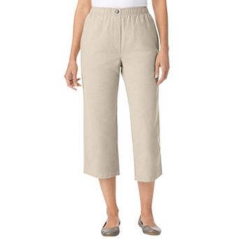 Woman Within Plus Size 7-Day Elastic-Waist Pull-On Cotton Denim Capri Jeans